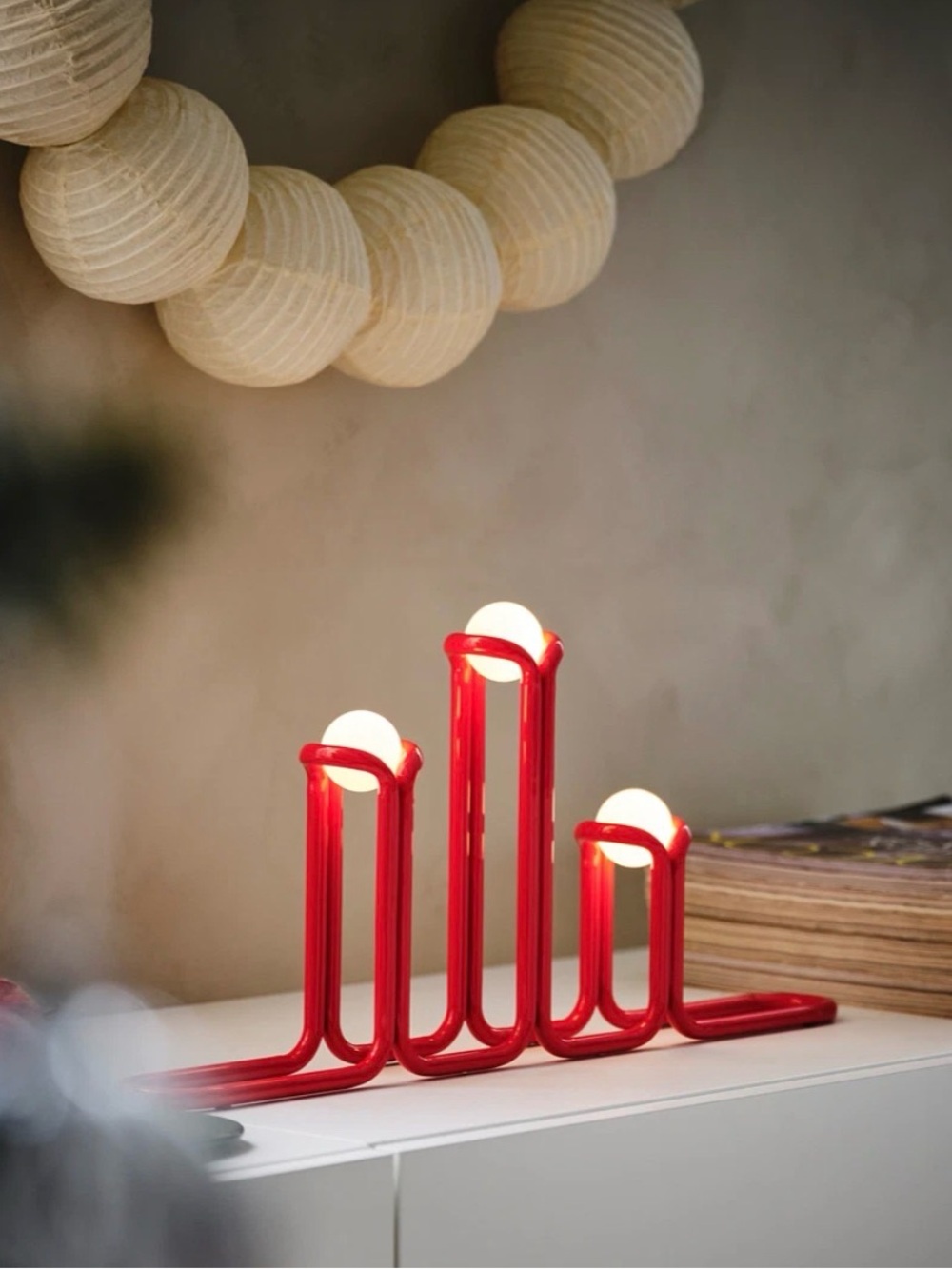 New in Box IKEA x GUSTAF WESTMAN Vinterfint Strala LED Candelabra Lamp Metal Red